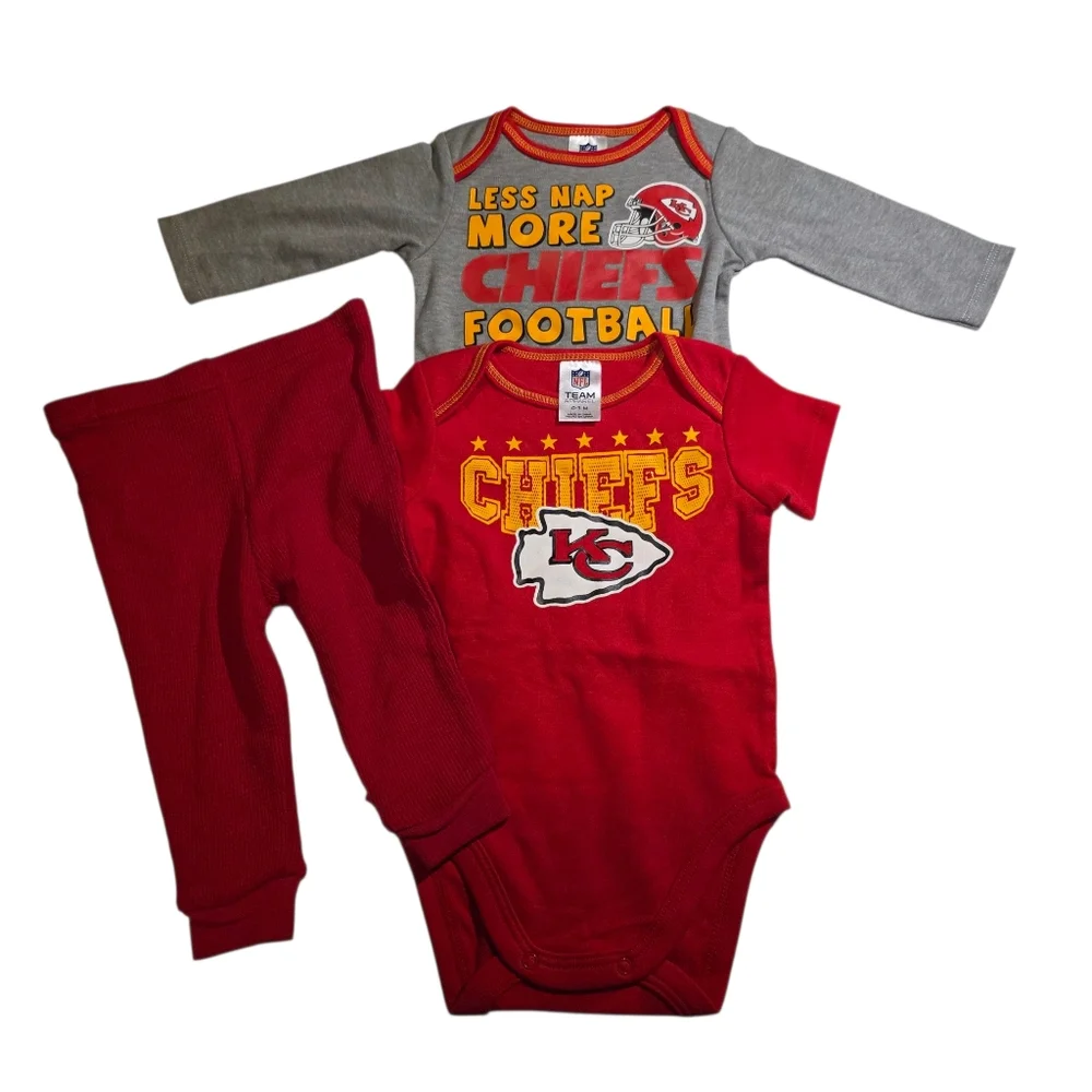NFL Kansas City Chiefs Red Gray Matching Bodysuit Set NEW Gift Set
